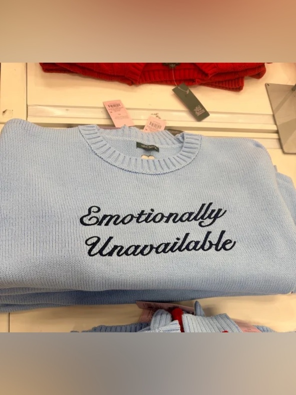 NWT Light Blue 'Emotionally Unavailable' Knit Sweater XS - Picture 6 of 6